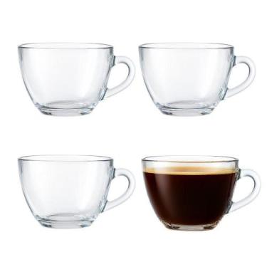 Imagem de Jogo 4 Xícara De Café De Vidro 90ml Básica Brasilia Em Casa Tem