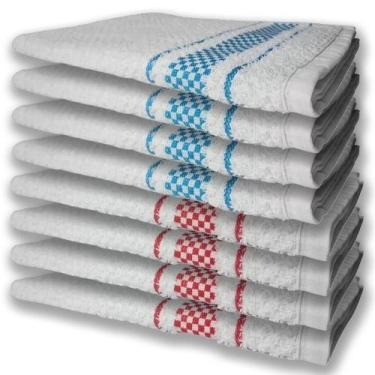 Imagem de 8 Panos De Prato Atoalhado Felpudo Premium 4 Vermelho 4 Azul - TOALHAS