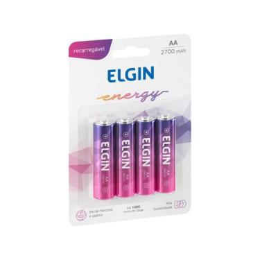 Imagem de Pilha Recarregável Elgin AA 2700 Com 4 Unidades Alta duração Parceria 