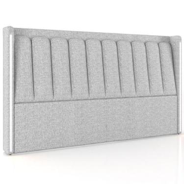 Imagem de Cabeceira Cama Box Casal Estofada com LED 140cm Moan P05 Linho Cinza C