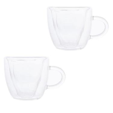 Imagem de Conjunto 2 Xícaras de Café Parede Dupla de Vidro Borossilicato Hibisco
