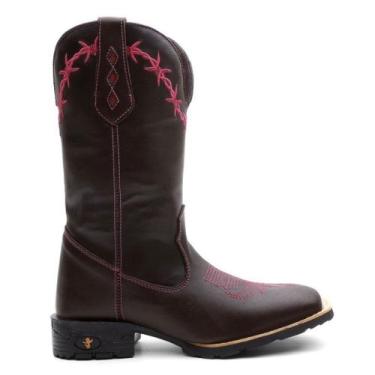 Imagem de Bota Botina Texana Arame Rosa solado de borracha - Selaria Imperio, Ma