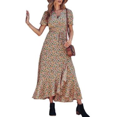 Imagem de Vestido PRETTYGARDEN XL Floral de Verão Envelope Decote V Maxi