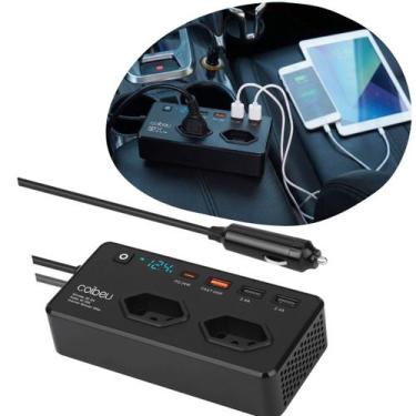 Imagem de Inversor Veicular 350W 12V Para 110V Onda Modificada Com 4 USB Tomada 