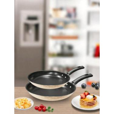 Imagem de Kit Frigideiras Antiaderentes 18cm e 22cm Espátula  Conjunto 2 Peças -