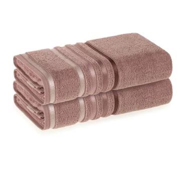 Imagem de Kit Jogo De Toalhas Karsten 2 Peças Banho Lumina Fio Penteado Cor:Rosa