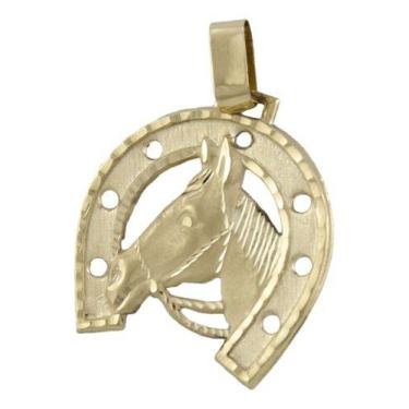 Imagem de Pingente Ferradura Cavalo 3.6 Ouro 18k Belíssimo Acabamento Cor:Dourad