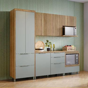 Imagem de Cozinha Completa Paris 6 Portas 6 Gavetas em MDF 270 cm Verde com Nicho para Forno e Mi...