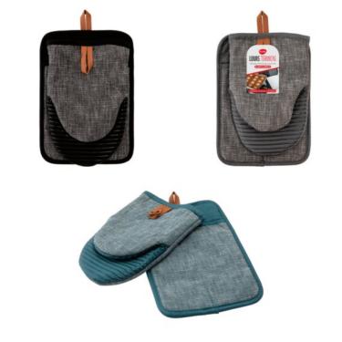 Imagem de Luva Térmica CK7311 para Manusear Assadeiras e Panelas em Silicone, Linho e Algodão com Isolamento Térmico Cozinha Cores