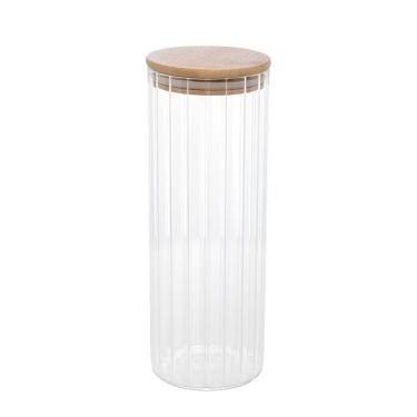 Imagem de Porta-mantimento Porta Mantimento Vidro Borossilicato Tampa Bambu 1,1L para Armazenar A...