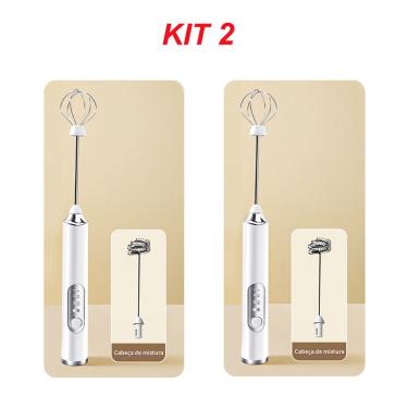 Imagem de Mixer Elétrico Recarregável de Mão OEM Lithium 18650 3 Velocidades Branco 110V para Ovos Leite Café