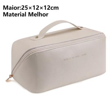 Imagem de Necessaire Organizadora para Maquiagem OEM ATP01 em PU 23x11x11cm e 25x12x12cm Branco F...