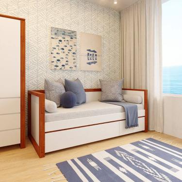 Imagem de Cama de Solteiro 2 Gavetas Madeira Maciça e Mdf Craft Garapa/Branco