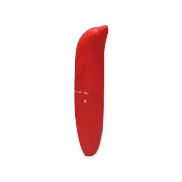 Imagem de Vibrador Ponto g Golfinho Vermelho em ABS 12CM X 2,5CM com Toque Aveludado para Estímulo SI