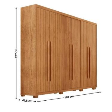 Imagem de Guarda Roupa Casal Toronto 6 Portas 2 Gavetas Com Pés Moderna Naturall