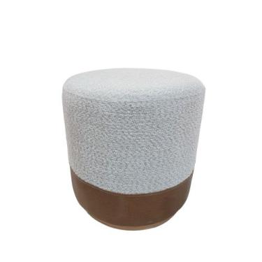 Imagem de Puff Redondo Decorativo Premium Madeira Maciça Resistente Sala Luxo Ta