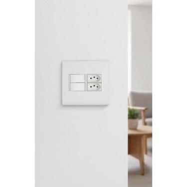 Imagem de 2x Kit 2 Teclas + 2 Tomadas 20A 4x4 Branca Completa - Congratulations 