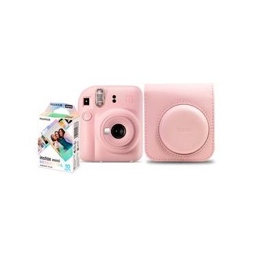 Imagem de Kit Câmera Analógica Fujifilm Instax Mini 12 Rosa Mermaid com Bolsa e Pack com 10 Filmes