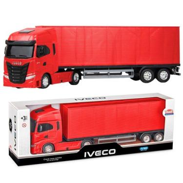 Imagem de Brinquedo Caminhão Carreta Toco Baú Grande 47 cm Iveco S-way Escala 1:
