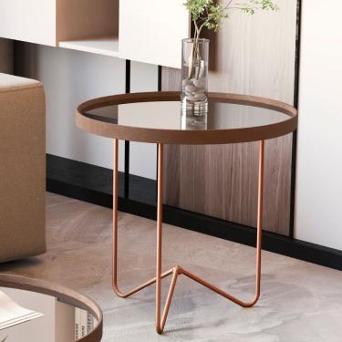Imagem de Mesa Lateral Redonda Espelhada Alamanda JB Moveis