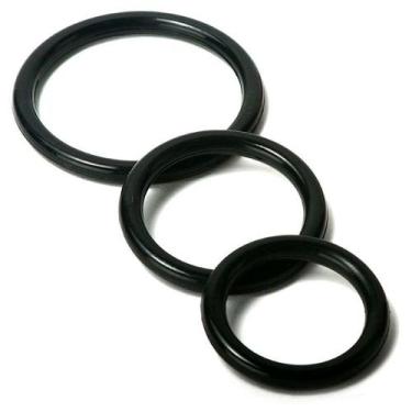 Imagem de Kit com 3 Anéis Penianos Lisos de Borracha Preta - iVibro Import