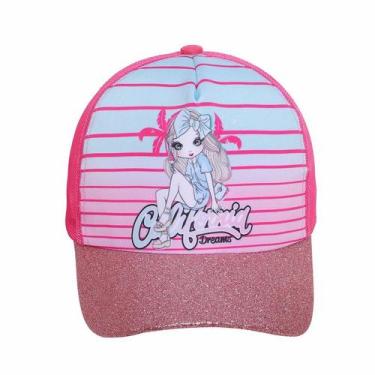 Imagem de Boné Infantil Boneleska Menina Estampa Califórnia C/ Aba Curva Glitter