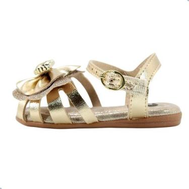 Imagem de Sandalia Molekinha Glamour Com Laco No Cabedal, 20, Dourado