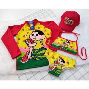 Imagem de Biquini infantil + Camisa UV + Boné - Proteção Solar UV 50 - Conjunto 