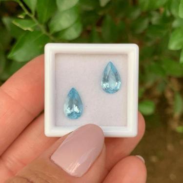 Imagem de Água Marinha Azul Gota Par 2,74ct - SP GEMAS