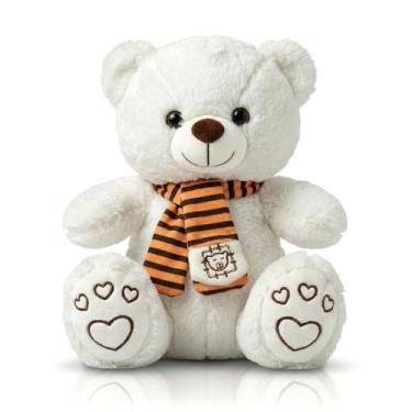Imagem de Urso Com Cachecol De Pelúcia Hipoalergênico Infantil Dia Dos Namorados