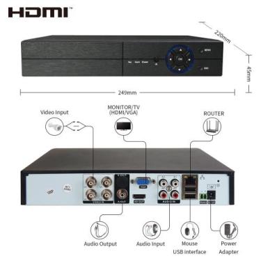 Imagem de DVR/NVR full HD 1080p 5x1 4 canais - Luatec - atek 