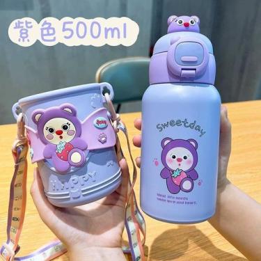 Imagem de Garrafa térmica Com Canudo 520ml aço inox infantil - GENERICA