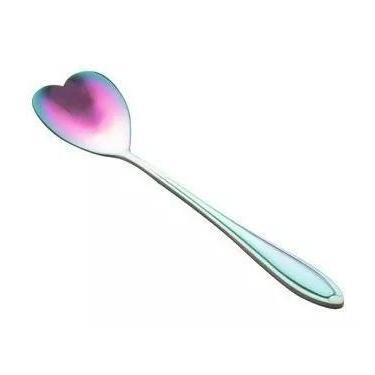 Imagem de Conjunto 4 colheres coração aço inox para cha heart rainbow - Bon Gour