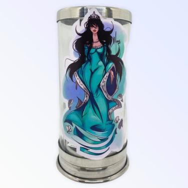 Imagem de Suporte Vela 7 dias 18cm Iemanja Umbanda Azul em Vidro - LUA MISTICA