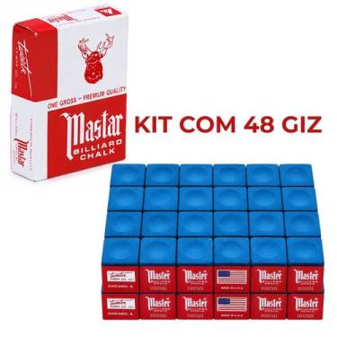 Imagem de Kit Com 48 Giz de Sinuca Profissional Premium Master Azul - Castela
