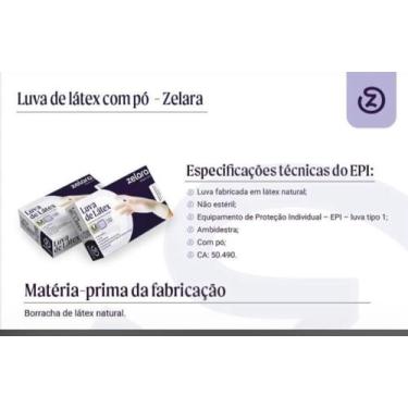 Imagem de Luva de latex com pó zelara cx com 100 - tamanho pp