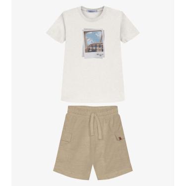 Imagem de Conjunto Infantil Camiseta Com Bermuda Trick Nick Bege