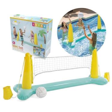 Imagem de Volei Inflável Praia Piscina com Bola Rede Verde Intex