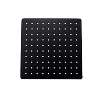 Imagem de Banheira superior de aço inoxidável redonda e quadrada de 8/10/12/16 polegadas, chuveiro com efeito de chuva e corrimãos, chuveiro preto fosco, cabeça quadrada de 10 polegadas