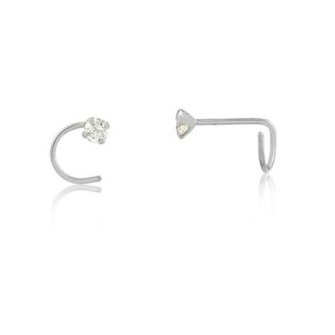 Imagem de Piercing De Ouro Branco Feminino Zircônia 2,5 Mm Nostril 18K - Piperin