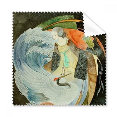 Imagem de White Crane Chinês Antigo Illustrator Pano de Limpeza para Tela de Telefone, 5 peças