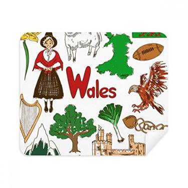 Imagem de Wales Landscap Pano de limpeza da bandeira nacional do Reino Unido 2 peças tecido de camurça