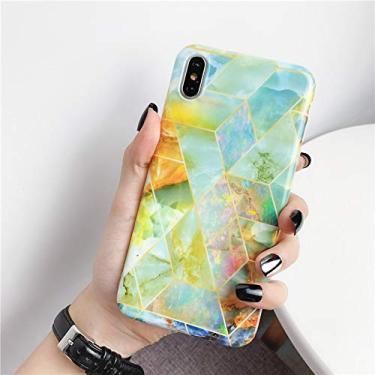 Imagem de ZXCVBN Capas de telefone mármore à prova de choque, para iPhone Xs Rhombus Glossy Fashion Capa traseira para celular
