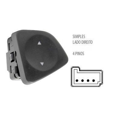 Imagem de Botão Interruptor Vidro Elétrico Simples Uno Direito