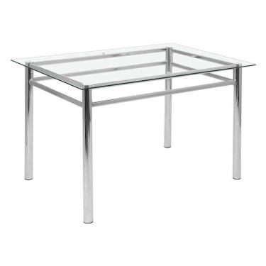 Imagem de mesa de jantar retangular com tampo de vidro renata cromada 120 cm