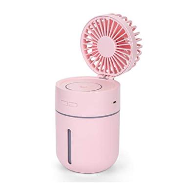 Imagem de Ventilador USB portátil de mesa spray de umidificação Ventilador de 3 velocidades Rotação de 180 graus Ventilador dobrável para viagem em casa, rosa