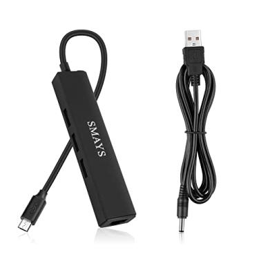 Imagem de Adaptador Ethernet USB OTG compatível com Roku Express 4K+ 2021 e Fire TV Stick Streaming Media Player - Micro USB para hub USB de 3 portas com LAN e cabo de alimentação