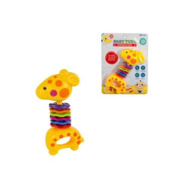 Imagem de Brinquedo Chocalho Girafa Com Argola Crianças 6 Meses - Etitoys