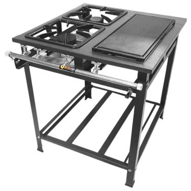 Imagem de Fogão Industrial 2 Bocas Baixa Pressão 2QS P7 com Chapa Bifeteira Metalfour