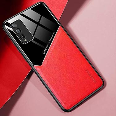 Imagem de LIYONG Capa de telefone para Huawei Honor Play 4T Pro All-Inclusive Couro Orgânico Capa Protetora de Vidro Orgânico com Folha de Metal Ferro Sacos Mangas (Cor: Vermelho)